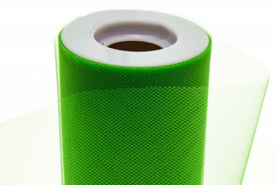 Фатин в шпульках 16-146, 10 гр/м2, шир. 15 см (в нам. 25+/-1 м), цвет зелёный - купить в Обнинске. Цена: 100.69 руб.