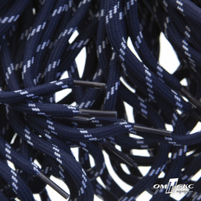 Шнурки #107-19, круглые 130 см, двухцветные цв.тём.синий/белый - купить в Обнинске. Цена: 22.36 руб.