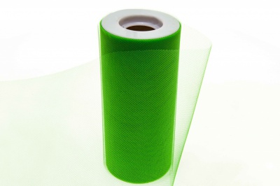Фатин в шпульках 16-146, 10 гр/м2, шир. 15 см (в нам. 25+/-1 м), цвет зелёный - купить в Обнинске. Цена: 101.71 руб.