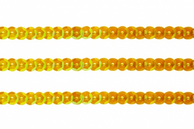 Пайетки "ОмТекс" на нитях, CREAM, 6 мм С / упак.73+/-1м, цв. 92 - золото - купить в Обнинске. Цена: 484.77 руб.