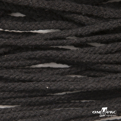 Шнур плетеный d-6 мм круглый, 70% хлопок 30% полиэстер, уп.90+/-1 м, цв.1078-черный - купить в Обнинске. Цена: 588 руб.