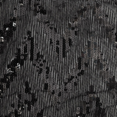 Трикотажное полотно с пайетками, шир.130 см, #311-бахрома чёрная - купить в Обнинске. Цена 1 183.35 руб.