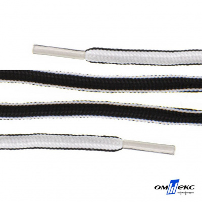 Шнурки #4-27, круглые 130 см, двухцветные (черно/белый) - купить в Обнинске. Цена: 47.04 руб.