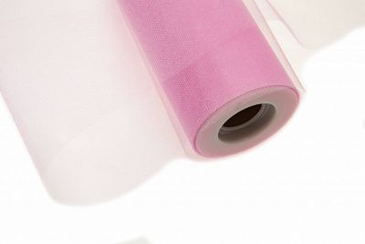 Фатин блестящий в шпульках 16-14, 12 гр/м2, шир. 15 см (в нам. 25+/-1 м), цвет розовый - купить в Обнинске. Цена: 108.61 руб.