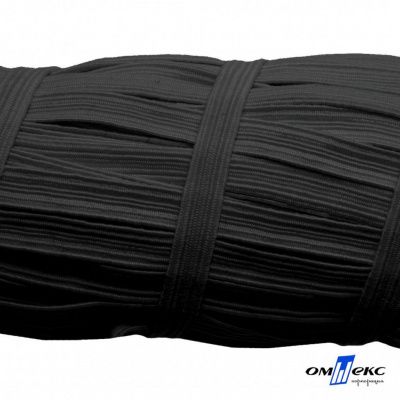 Резиновые нити с текстильным покрытием, шир. 6 мм (55 м/уп), цв.-черный - купить в Обнинске. Цена: 210.75 руб.