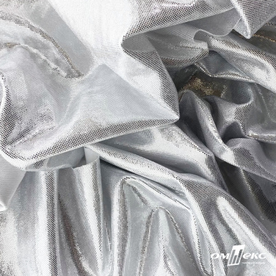 Трикотажное полотно голограмма, шир.140 см, #602 -белый/серебро - купить в Обнинске. Цена 385.88 руб.