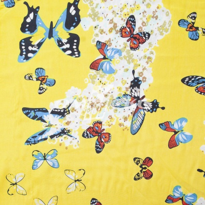 Плательная ткань "Софи" 7.2, 75 гр/м2, шир.150 см, принт бабочки - купить в Обнинске. Цена 241.49 руб.