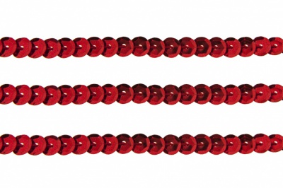 Пайетки "ОмТекс" на нитях, SILVER-BASE, 6 мм С / упак.73+/-1м, цв. 3 - красный - купить в Обнинске. Цена: 468.37 руб.