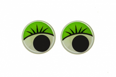 Глазки для игрушек, круглые, с бегающими зрачками, 15 мм/упак.50+/-2 шт, цв. -зеленый - купить в Обнинске. Цена: 113.01 руб.