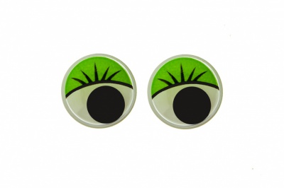 Глазки для игрушек, круглые, с бегающими зрачками, 12 мм/упак.50+/-2 шт, цв. -зеленый - купить в Обнинске. Цена: 95.04 руб.