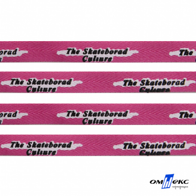 Тесьма отделочная (киперная) 10 мм, 100% хлопок,"THE SKATEBOARD CULIURE"(45 м) цв.121-26 -яр.розовый - купить в Обнинске. Цена: 850.62 руб.