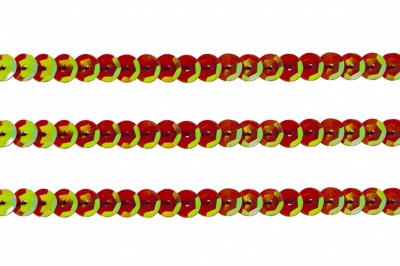 Пайетки "ОмТекс" на нитях, CREAM, 6 мм С / упак.73+/-1м, цв. 96 - красный - купить в Обнинске. Цена: 484.77 руб.