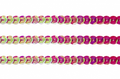 Пайетки "ОмТекс" на нитях, CREAM, 6 мм С / упак.73+/-1м, цв. 89 - розовый - купить в Обнинске. Цена: 468.37 руб.