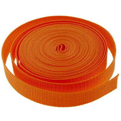 Стропа текстильная, шир. 25 мм (в нам. 50+/-1 ярд), цвет оранжевый - купить в Обнинске. Цена: 409.94 руб.